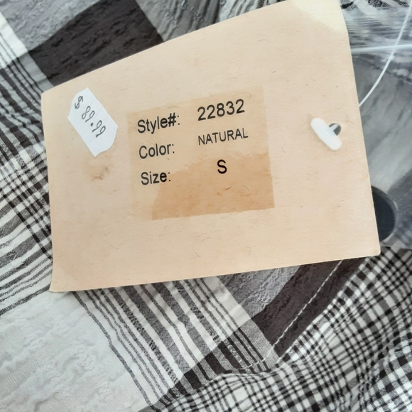 "Habitat Clothes to Live In " Plaid Asymmetrical Lagenlook Tunic Top NWT - Picture 9 of 9